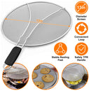 Grease Splatter ScreenÊ13in Stainless Steel Fine Mesh Splash Mesh Shield Hot Oil Stopper w/ Resting Feet For Frying Pan Cooking Woks Skillets Pots Pan