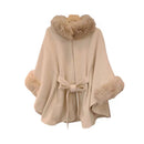 Fur Collar Tie Knitted Cape Women's Wool Plus Size Women's Clothing