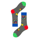 Men's Mid-calf Colorful Guitar Cat Face Cotton Socks