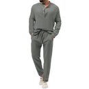 Solid Color Casual T-shirt Long Sleeve Shirt Trousers Set