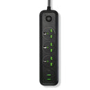 Power Strip with 5.9FT Extension Cord 3 AC Outlets and 2 USB A Ports 1 USB C Port 2500W Wall Mount Outlet Extender For Home Office Dorm Travel