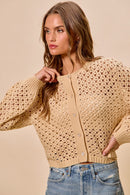 SO ME Open Knitted Button Down Cardigan Sweater Top