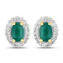 1.71 Carat Dyed Emerald and White Topaz .925 Sterling Silver Jewelry Set