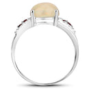 2.05 Carat Genuine Ethiopian Opal, Pink Tourmaline and White Topaz .925 Sterling Silver Ring