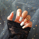 Fashionable Blue and Graffiti Pattern Fake Nails