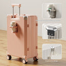Password-Protected Genuine Leather Trolley Case for Men and Women