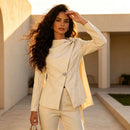 Scarf-collar Blazer Chic Suit Set For Petite Women
