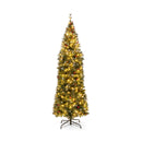 5/6/7/8/9 FT Pre-Lit Artificial Hinged Slim Pencil Christmas Tree
