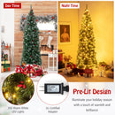 5/6/7/8/9 FT Pre-Lit Artificial Hinged Slim Pencil Christmas Tree