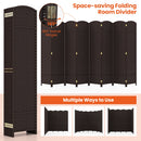 8-Panel Folding Room Divider with Hand-woven Texture and Wood Frame