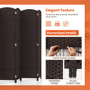 8-Panel Folding Room Divider with Hand-woven Texture and Wood Frame