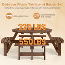 8-Person Round Picnic Table Set Circular Patio Dining Camping Table with Benches