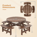 8-Person Round Picnic Table Set Circular Patio Dining Camping Table with Benches