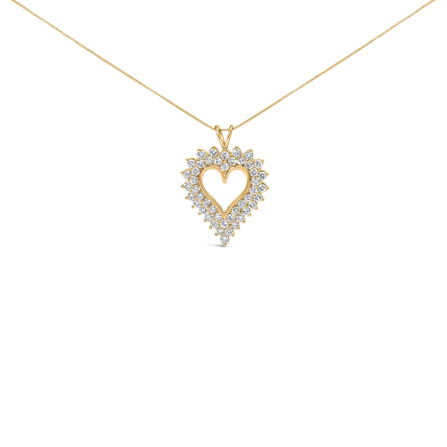 14K Yellow Gold Plated .925 Sterling Silver Brilliant-Cut Diamond Open Heart 18