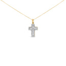 14K Yellow Gold 2.0 Cttw Multi-Row Diamond Cross Pendant Necklace