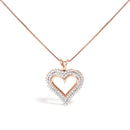 .925 Sterling Silver 1.00 Cttw Diamond Heart 18" Pendant Necklace (I-J Color, I2-I3 Clarity)