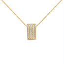 14K Yellow Gold 2 1/3 cttw Princess Cut Diamond Block Pendant Necklace (H-I, SI1-SI2)