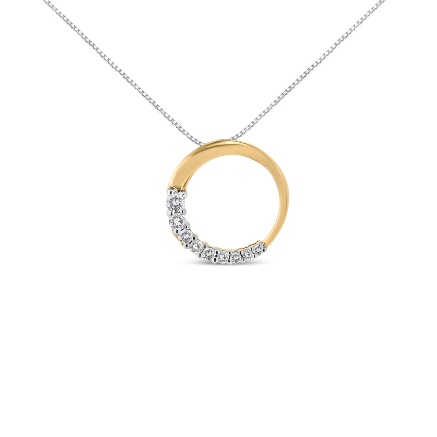 14K White Gold 1/4 Cttw Round-Cut Graduating Diamond Open Circle Hoop 18