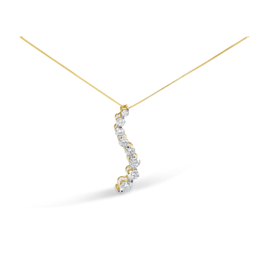 14k Yellow Gold 3.0 cttw Baguette and Brilliant Round-Cut Diamond Journey 18