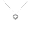 .925 Sterling Silver 1.0 Ctw Diamond Shadow Open Heart Halo 18" Pendant Necklace (I-J Color, I1-I2 Clarity)