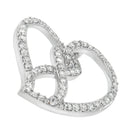 14K White Gold 1.0 Cttw White Diamond Awareness Ribbon & Open Heart 18" Pendant Necklace (H-I Color, I1-I2 Clarity) - White Diamond Ribbon
