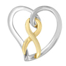 14K Gold and Silver Heart Bow Pendant Necklace