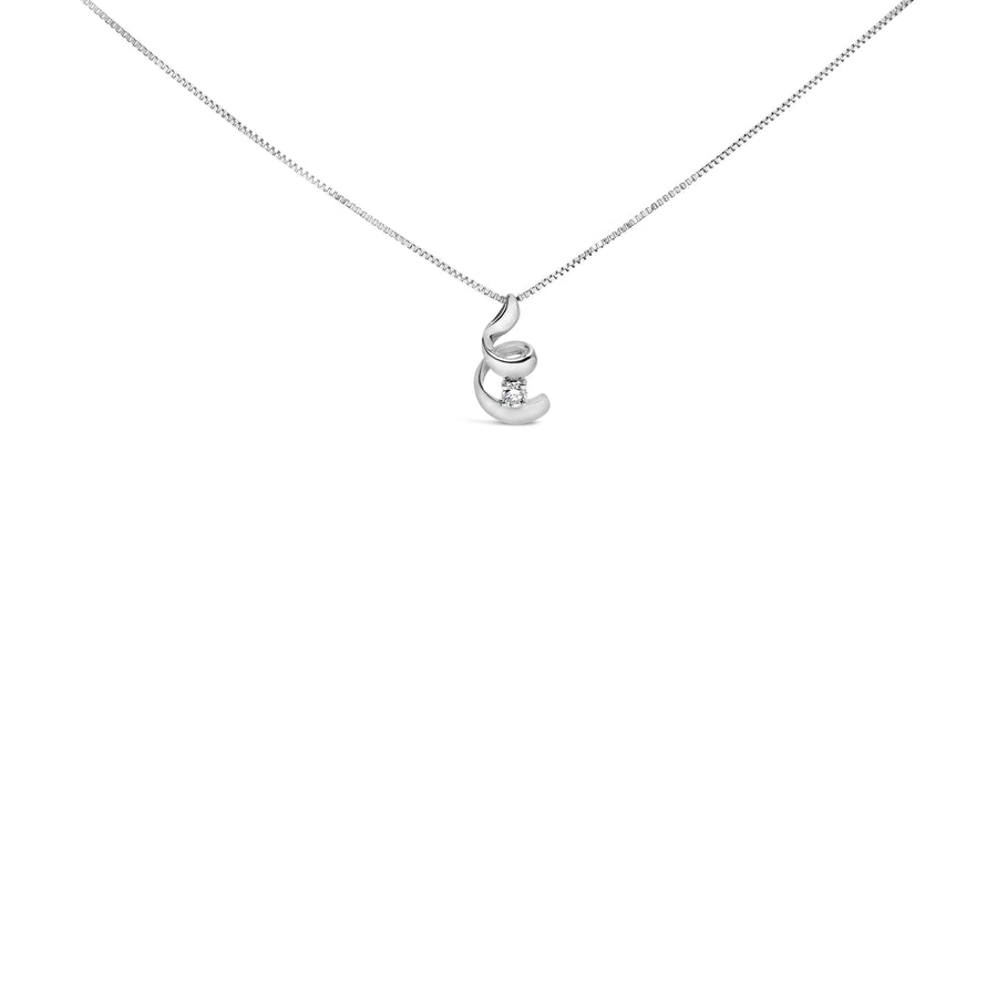 10K White Gold 1/10 Cttw Diamond Solitaire Spiral 18
