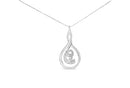Espira 10K White Gold 1/8 cttw Round Cut Diamond Layered Spiral Pendant Necklace (I-J, I1-I2)