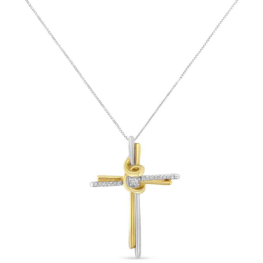 10K Two-Tone Yellow & White Gold Diamond-Accented Cross 18