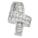14K White Gold 2 cttw Princess and Baguette Cut Diamond Ribbon Pendant Necklace (H-I, SI-SI2)
