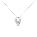 14k White Gold 1 5/8 Cttw Invisible Set Princess and Channel Set Baguette Diamond Curved Oval Shape Pendant Necklace (G-H Color, VS2-SI1 Clarity)