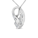 14k White Gold 1 5/8 Cttw Invisible Set Princess and Channel Set Baguette Diamond Curved Oval Shape Pendant Necklace (G-H Color, VS2-SI1 Clarity)