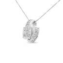 14K White Gold 2 cttw Princess and Baguette Cut Diamond Double Loop Pendant Necklace (G-H, VS1-VS2)