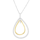 14K Two-Tone Gold Round Cut Diamond Double Burst Pendant Necklace (1.00 cttw, H-I Color, SI2-I1 Clarity)