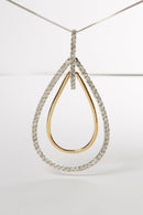 14K Two-Tone Gold Round Cut Diamond Double Burst Pendant Necklace (1.00 cttw, H-I Color, SI2-I1 Clarity)