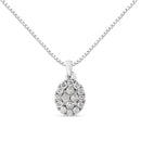 .925 Sterling Silver 1 1/2 Cttw Diamond Oval Cluster Pendant Necklace (I-J Color, I2-I3 Clarity) - 18"