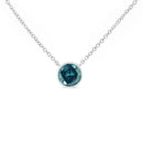 .925 Sterling Silver 3.5mm Red Garnet Gemstone Solitaire 18" Pendant Necklace