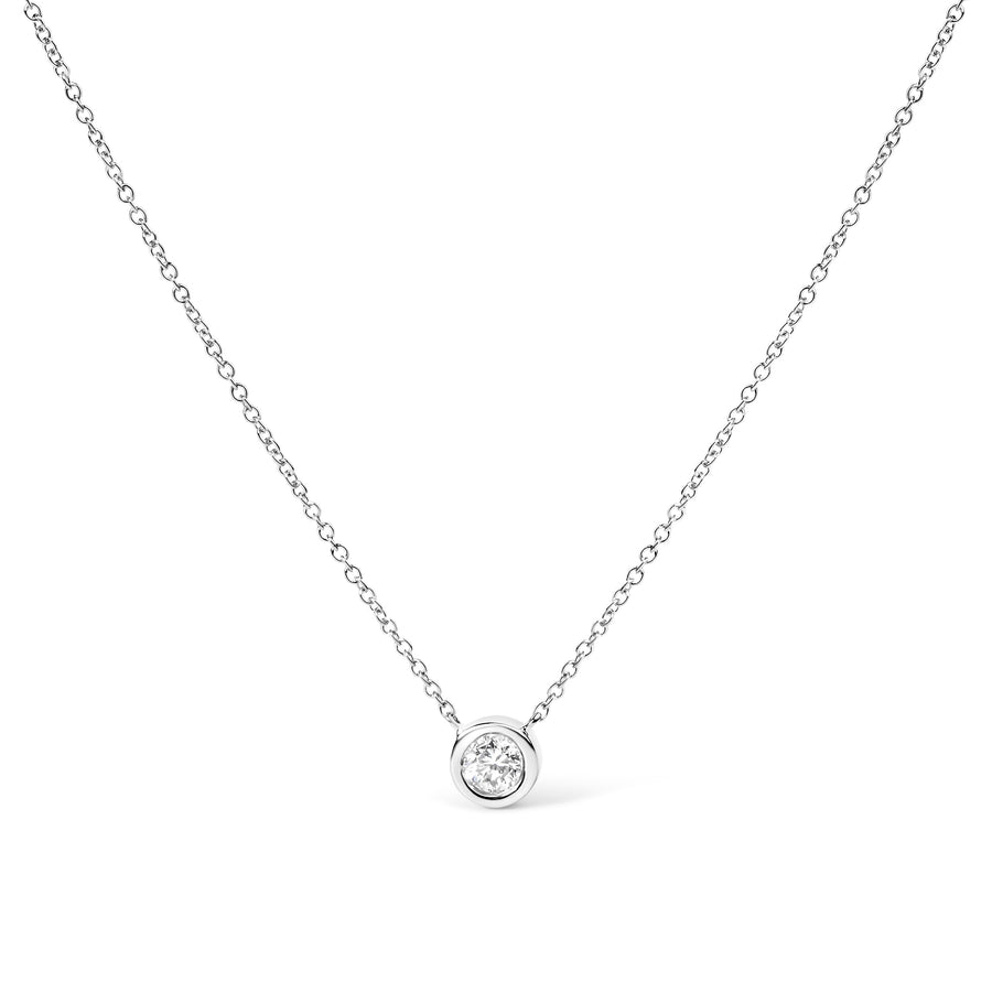 14K White Gold 1/2 Cttw Lab Grown Diamond Modern Bezel-Set Solitaire 16