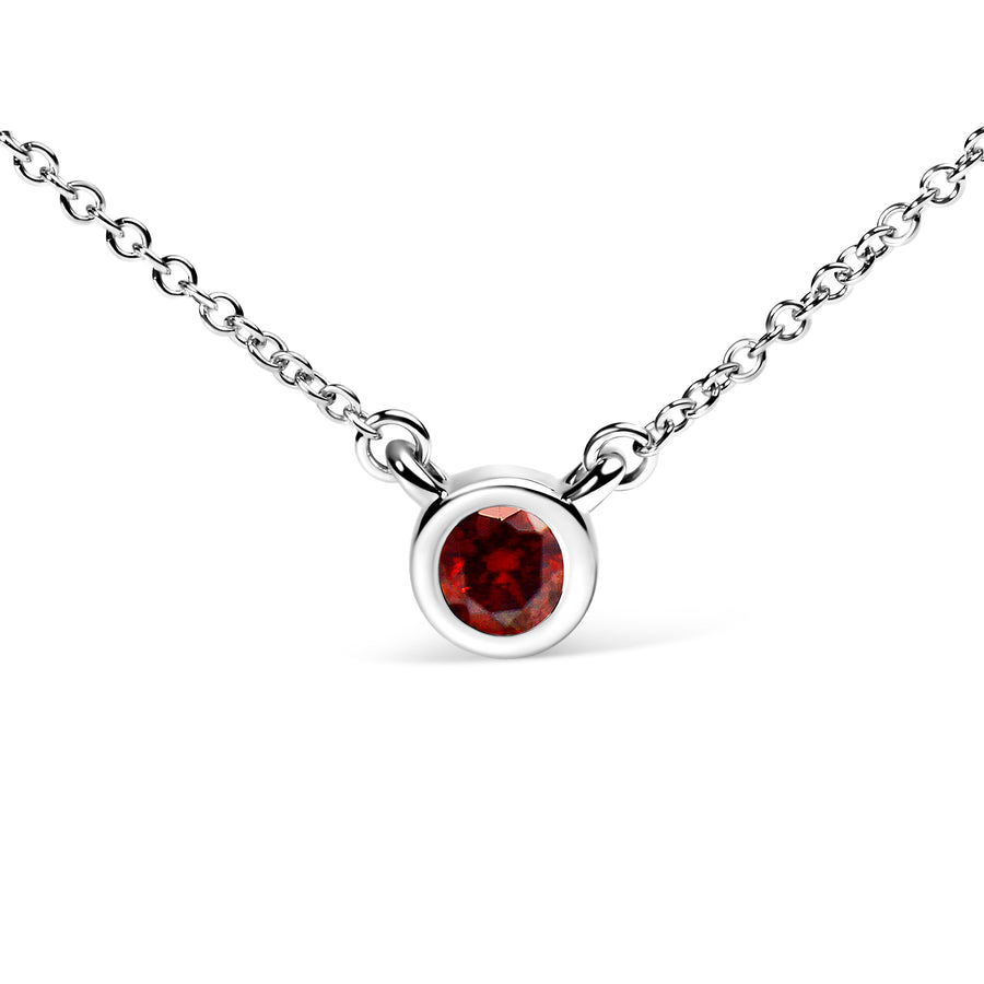 14K White Gold 1/2 Cttw Red Lab Grown Diamond Bezel-Set Solitaire 18