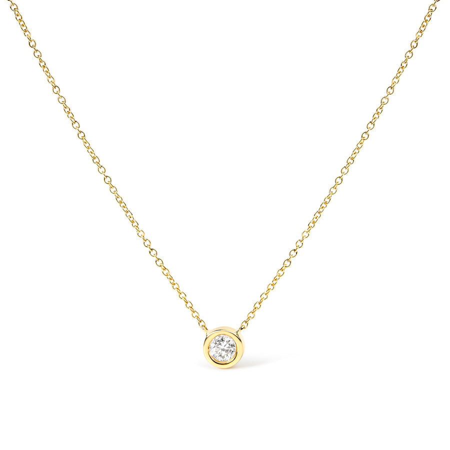 10K Yellow Gold 1/2 Carat Round Brilliant-Cut Diamond Modern Bezel-Set Solitaire 16
