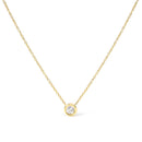 10K White Gold 1/10 Carat Round Brilliant-Cut Diamond Modern Bezel-Set Solitaire 16"-18" Pendant Necklace (H-I Color, SI2-I1 Clarity)