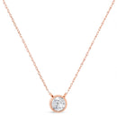 AGS Certified 10K Rose Gold 1/5 Cttw Bezel Set Round Diamond Solitaire 16-18" Adjustable Pendant Necklace (H-I Color, VS1-VS2 Clarity)