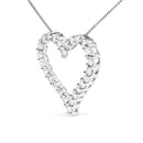 .925 Sterling Silver 2.0 Cttw Diamond Open Heart 18" Pendant Necklace (I-J Color, I2-I3 Clarity)