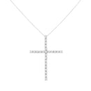 .925 Sterling Silver 3.0 Cttw Round Shape Diamond 1-1/2" Cross Pendant with Box Chain Necklace (I-J Color, I2-I3 Clarity) - 18"