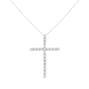 .925 Sterling Silver 4.0 Cttw Diamond 2-1/4" Cross Pendant with Box Chain Necklace (I-J Color, I1-I2 Clarity) - 18"