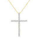 10K Yellow Gold Plated .925 Sterling Silver 4.0 Cttw Round Cut Diamond Cross Pendant Necklace (J-K Color, I1-I2 Clarity) - 18"
