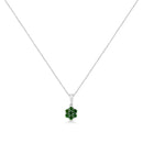 .925 Sterling Silver 1/2 Cttw Prong Set Treated Green Diamond Floral Cluster 18" Pendant Necklace (Green Color, I1-I2 Clarity)
