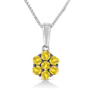 .925 Sterling Silver 1/2 Cttw Prong Set Treated Green Diamond Floral Cluster 18" Pendant Necklace (Green Color, I1-I2 Clarity)
