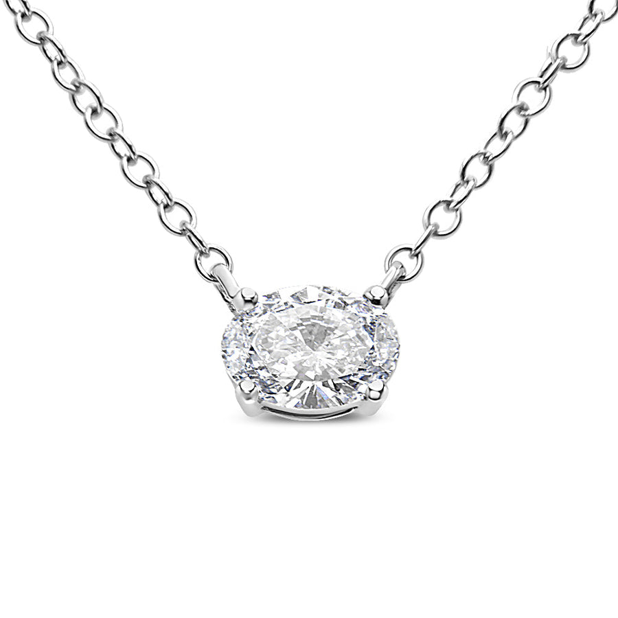 14K White Gold 1/2 Cttw Lab Grown Oval Shape Solitaire Diamond East West 18