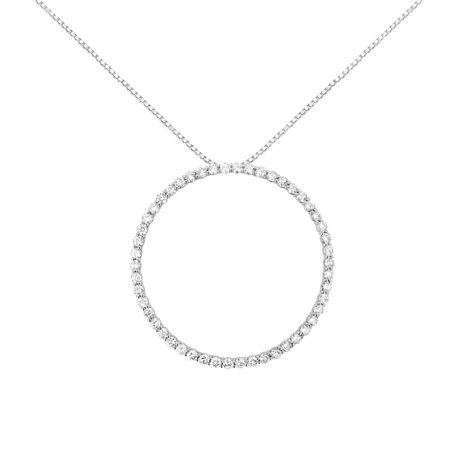 .925 Sterling Silver 4 cttw Prong Set, Round-Cut Diamond Open Circle Hoop 18
